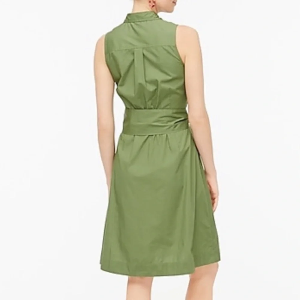 NWT J Crew Sleeveless Button Up Belted Dress in Olive Size 0 - Picture 3 of 8